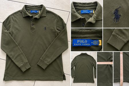 Ralph Lauren Polo Shirt Men Long Sleeve Olive Size L