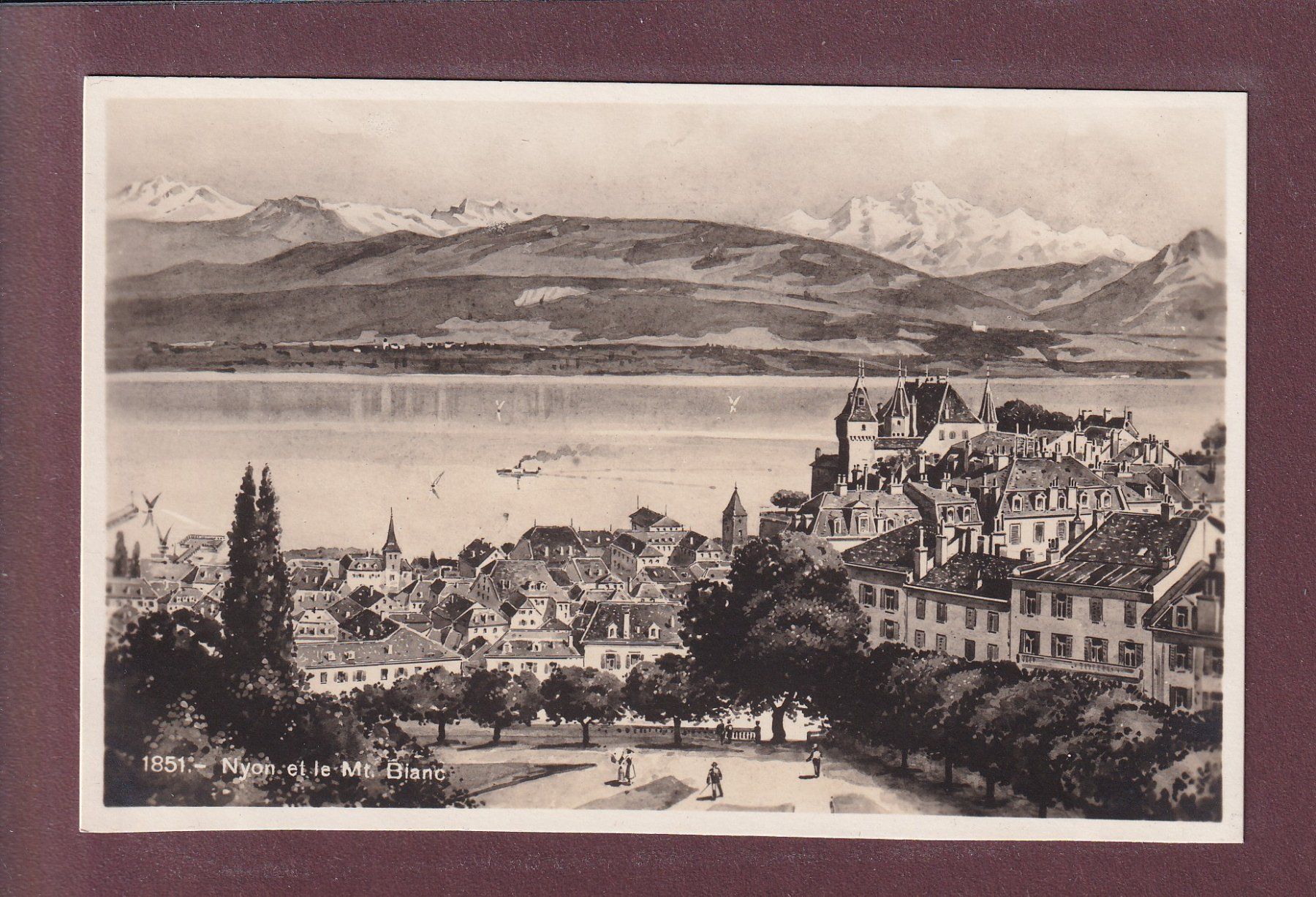 Ansichtskarten: NYON et le Mont-Blanc – Gebraucht aus Pully von nicecards
