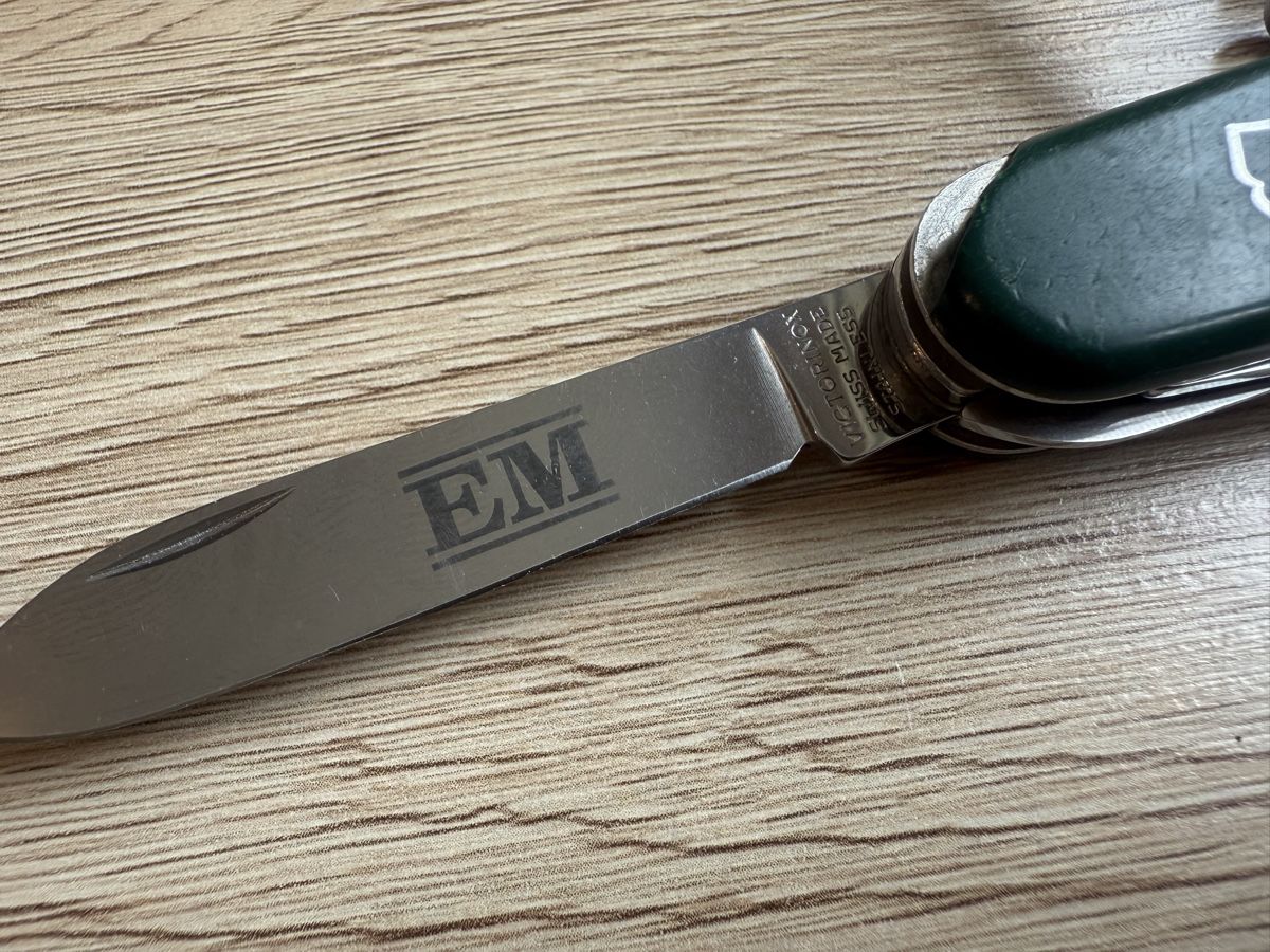 Victorinox Coltelli tascabile: Victorinox Sackmesser Grün mit Werbung – Usato da Wettingen venduto da Ni_la_lo 5