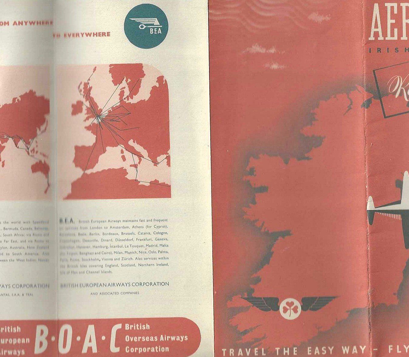 Documenti: Air Lingus - Streckenkarte 1952 – Usato da Cheseaux-Noréaz venduto da effemi 1