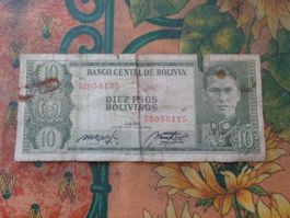 BOLIVIE  10  Pesos  1962  Billet