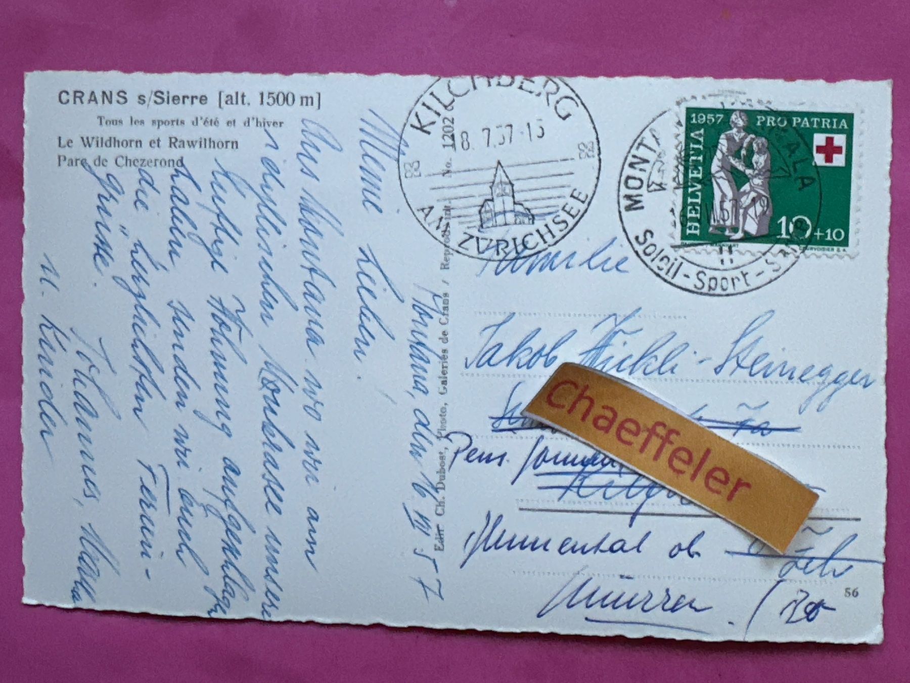 Cartes postales: 1957 CRANS s/Sierre – D'occasion à Zürich par Chaeffeler 1