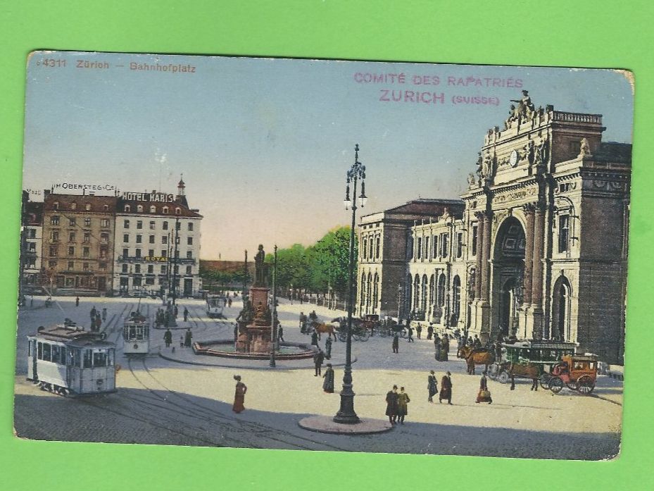 Ansichtskarten: Zürich Bahnhofplatz um 1900 – Gebraucht aus Zürich von t24_de