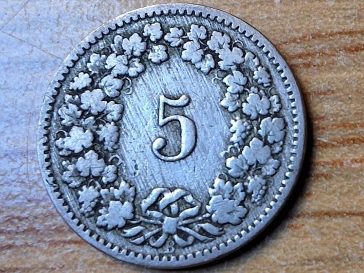 Tutti le monete: 5 Rappen 1891 – Usato da Münchenstein venduto da purbach1 9