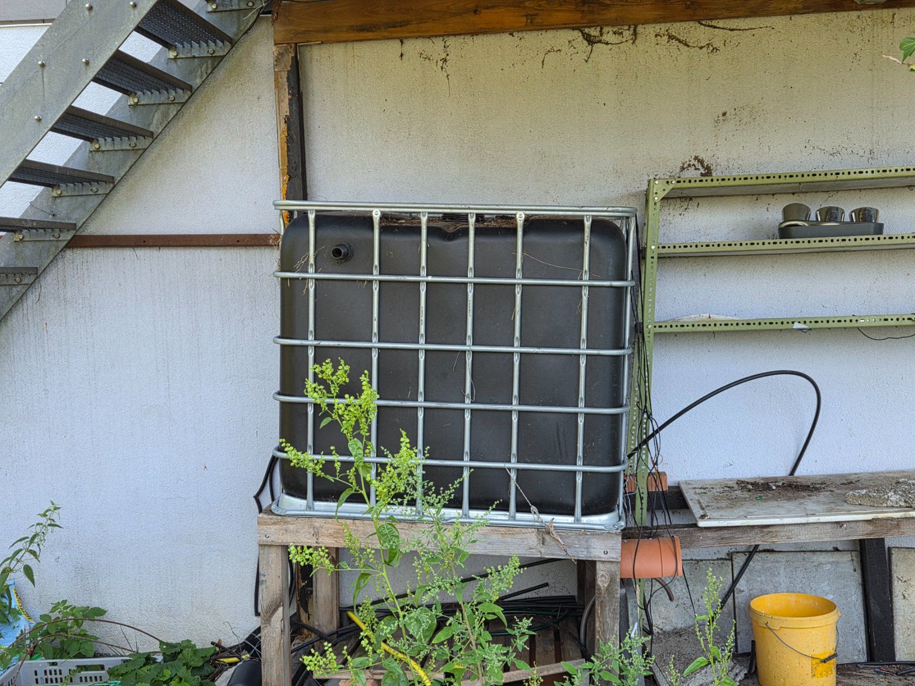 IBC Tank 1000L schwarzer Kunststoff Metallrahmen gebraucht (Gebraucht ...