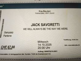 2 Konzerttickets Jack Savoretti Kaufleuten Zürich, 14.10.202