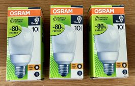 3x OSRAM Energiesparlampe, E27, 15W (entspricht 75W)