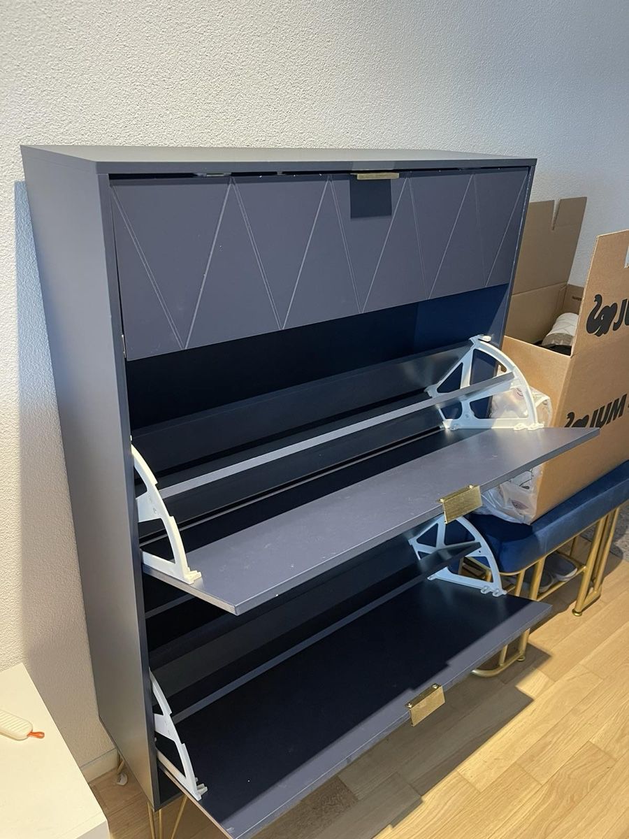 Kommoden: Schuhschrank dunkelblau mit Muster – Gebraucht aus Niederuzwil von kos_6q68 2