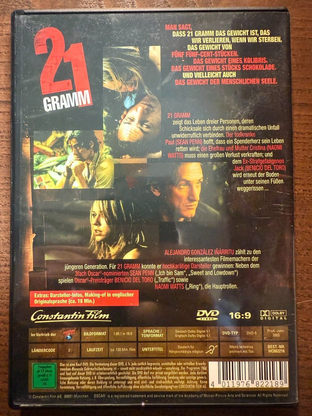 Tutti i DVDs: 21 Gramm (2003) – Usato da Zürich venduto da FilmFreunde 1