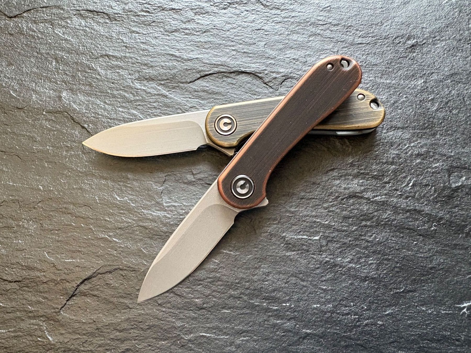 Couteaux de poche: Civivi Mini Elementum Copper & Brass Set D2 mit OVP – Neuf avec emballage d'origine à Männedorf par Rarin67