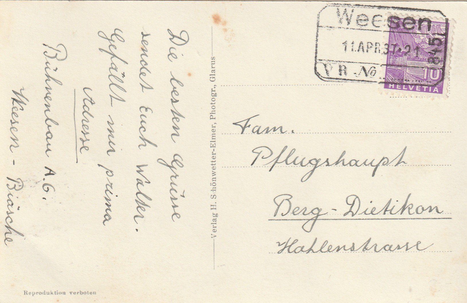 Cartoline postali: Weesen – Usato da Rorschacherberg venduto da fratovi2 1