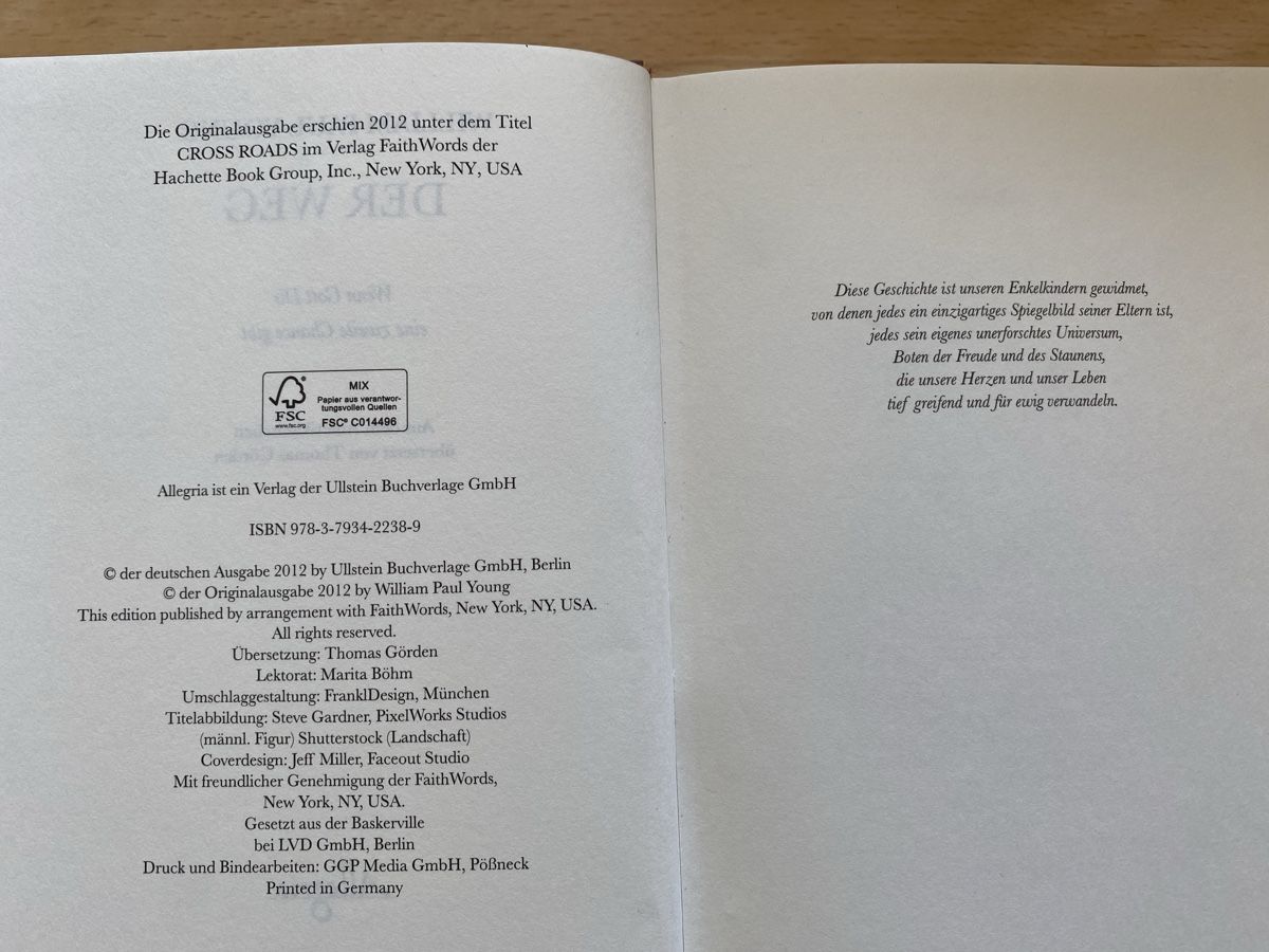 Libri: Der Weg - William Paul Young – Usato da Schwarzenburg venduto da Michellu 6
