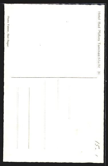 Cartoline postali: Bad Pfäfers, Hotel Bad Pfäfers an der  – Usato da Berlin venduto da bartko-reher 1