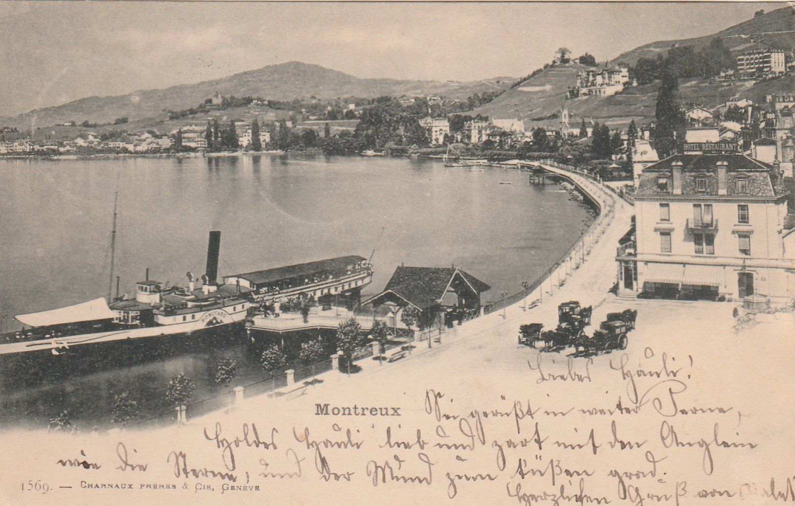Cartoline postali: Montreux mit Dampfschiff – Usato da Rorschacherberg venduto da fratovi2