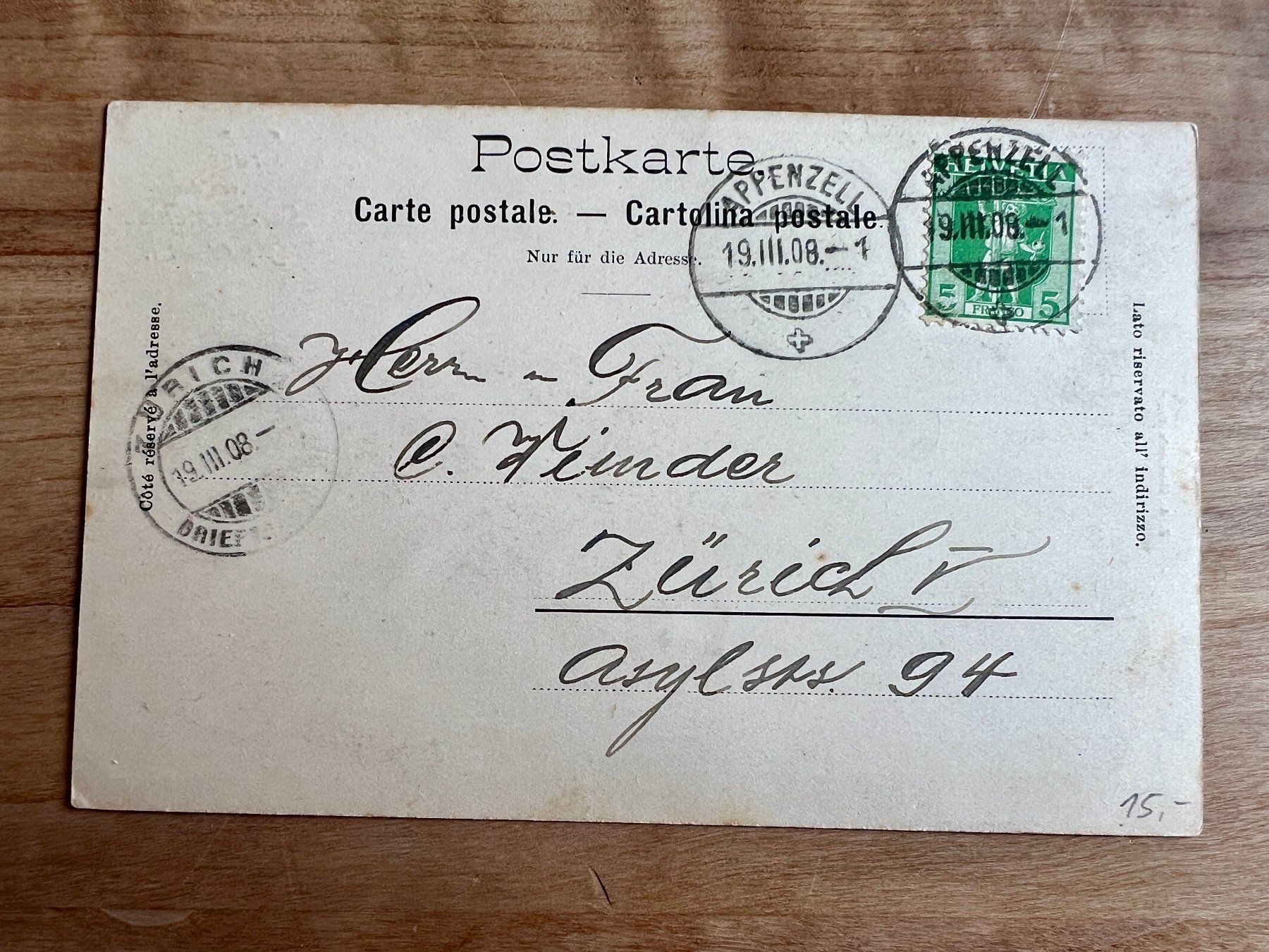 Ansichtskarten: Gruss von der Landsgemeinde Appenzell, 1908 – Gebraucht aus Stäfa von Hannahsita14 1