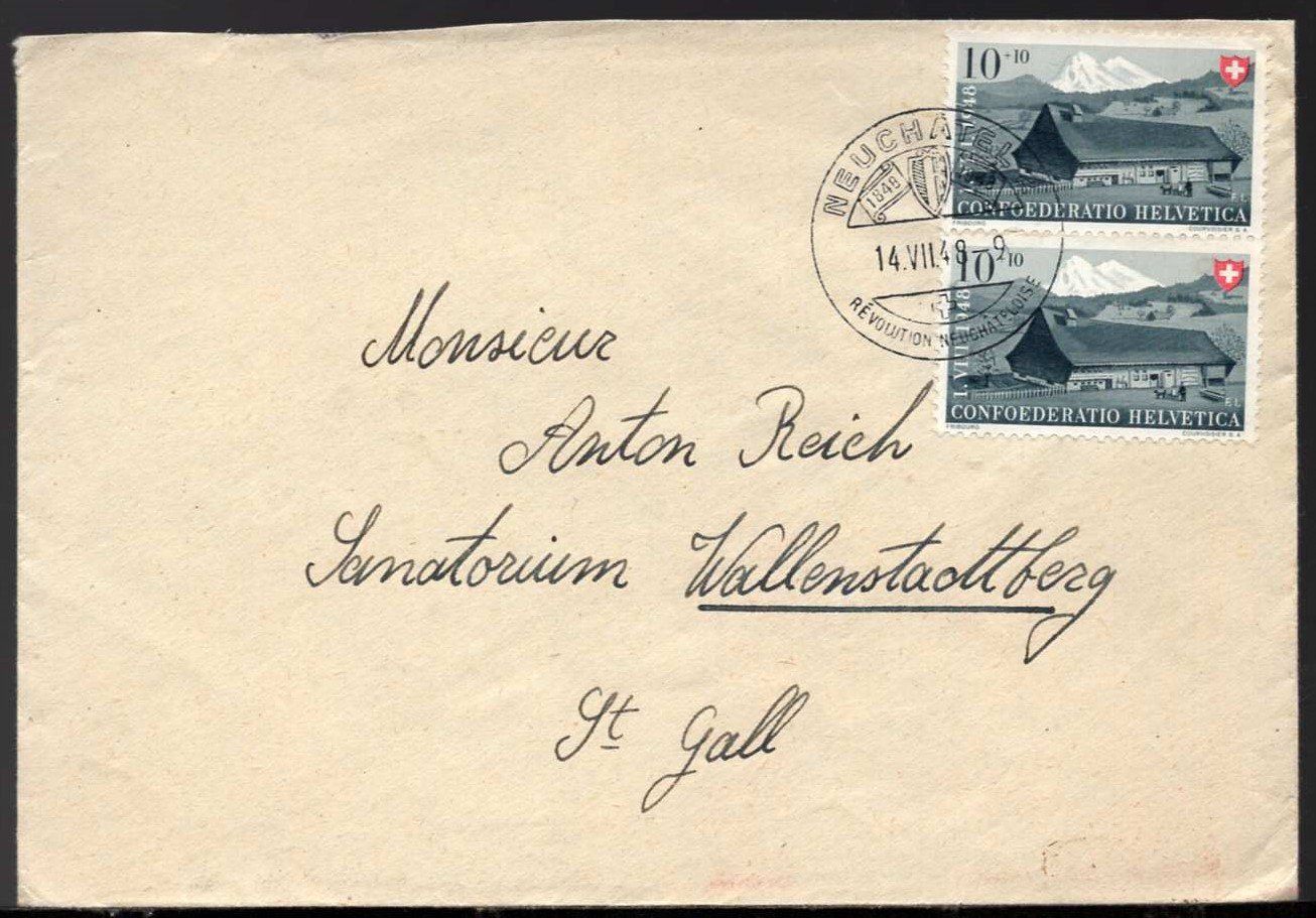 Tutti i francobolli: NEUCHATEL  14.VII.48  SS   Berge  DUNKEL + HELL – Usato da Aarau venduto da kufi44
