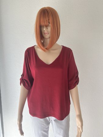 Lauren Ralph Lauren Top Burgundy Size 1X Roll-Up Sleeve
