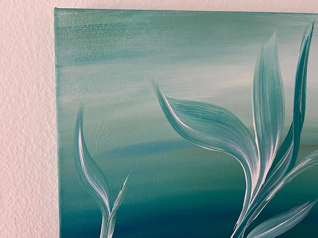 Dipinti: 40x40cm Bild grünblau "Stillness" – Nuovo e nell'imballaggio originale da Urdorf venduto da manuela4 5