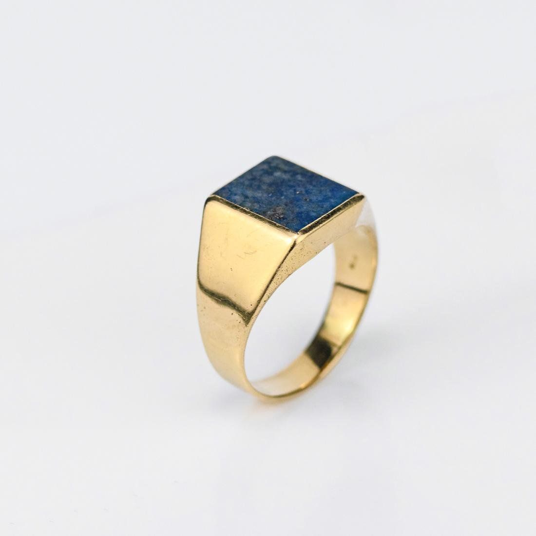 Anelli: Chevalier-Ring aus Gelbgold mit Lapislazuli – Usato da Lugano venduto da Historianlugano