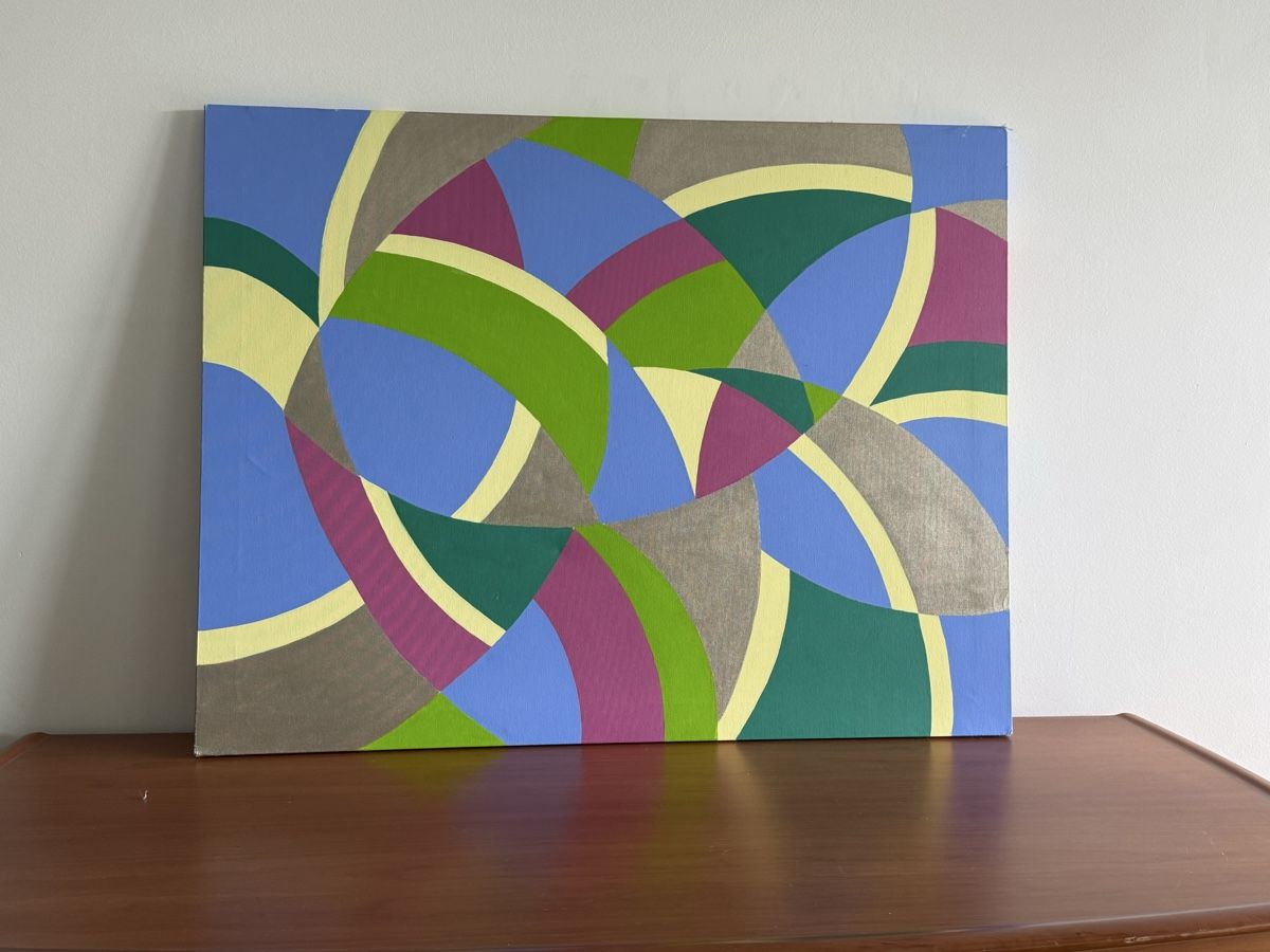 Gemälde: Abstract Painting Geometric Style Canvas Unsigned Used – Gebraucht aus Lugano von Luswre 1