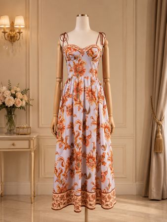 Bustier Summer Floral Midi Dress