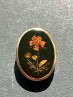 Brosche Tessiner Handarbeit mit Blume goldfarben