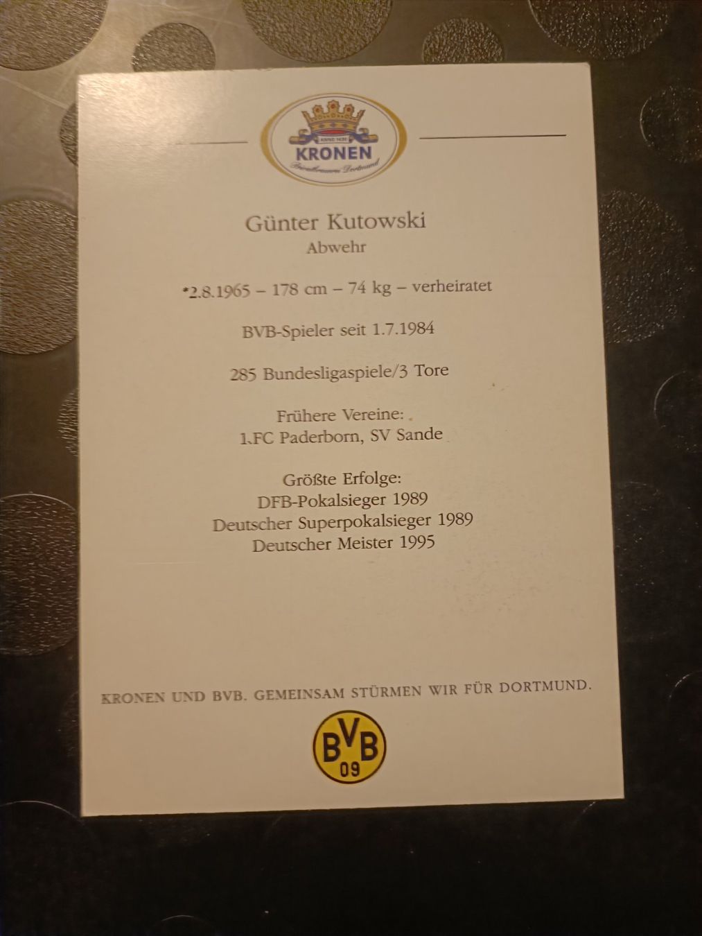 Autografi: Günter Kutowski - BVB 95/96- Borussia Dortmund – Usato da Menziken venduto da Artographs 1