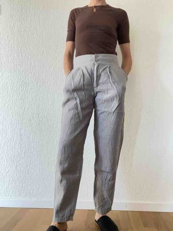 Leinenhose grau mit hohem Bund neuwertiger Zustand
