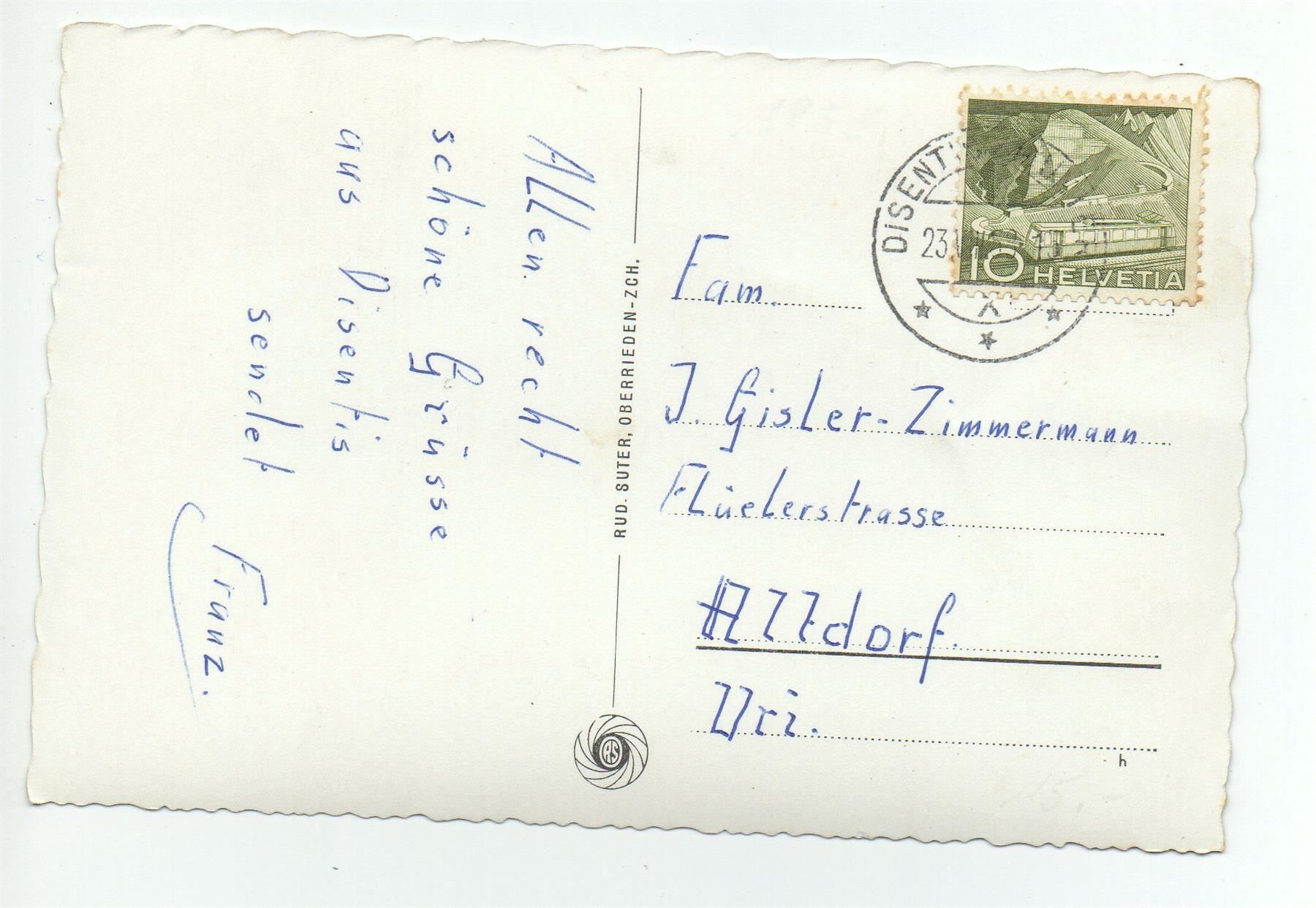 Cartoline postali: DISENTIS gegen Lukmanier – Usato da Jona venduto da philajona 1