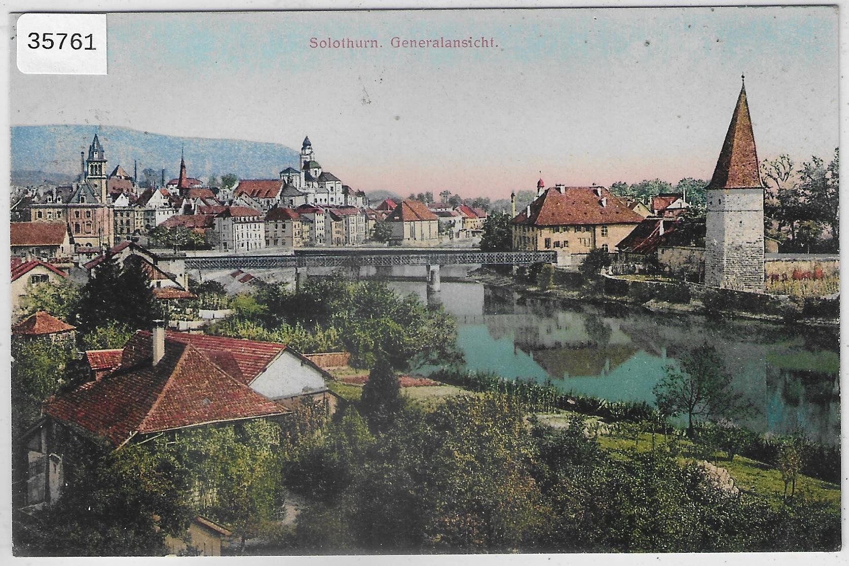 Cartoline postali: Solothurn - Aare mit Krumme Turm - Litho – Usato da Ettingen venduto da Kartenplanet
