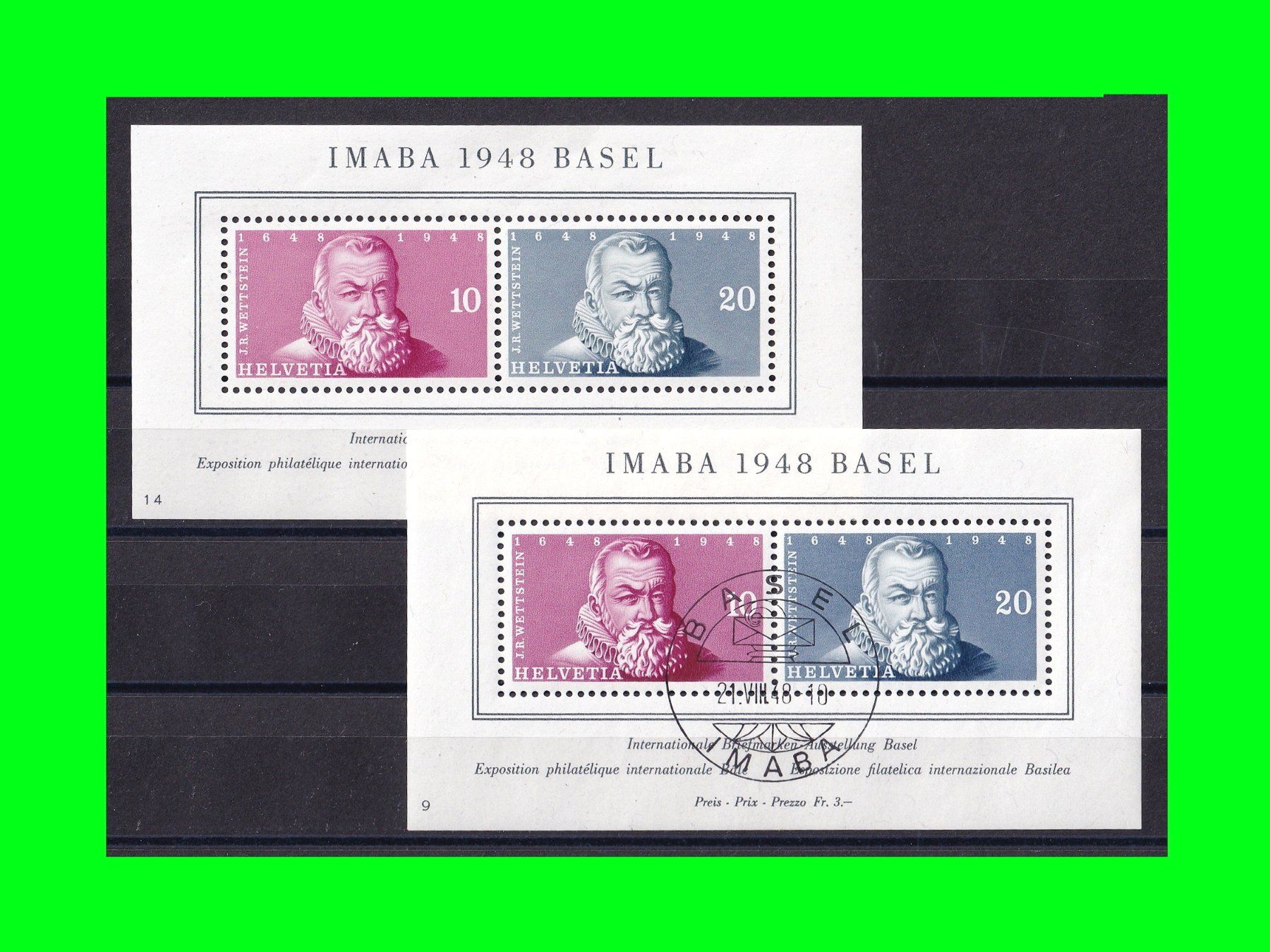 Alle Briefmarken: 2 Stück Block W31 "IMABA Basel" (1948) – Neu (gemäss Beschreibung) aus Dübendorf von chiara48