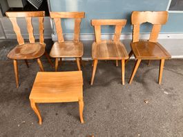 4 Stk. div. Vintage Stühle / Beizenstuhl braun Horgen Glarus