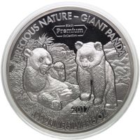 Benin 5 oz Black Premium Collection Giant Panda 5000 Francs