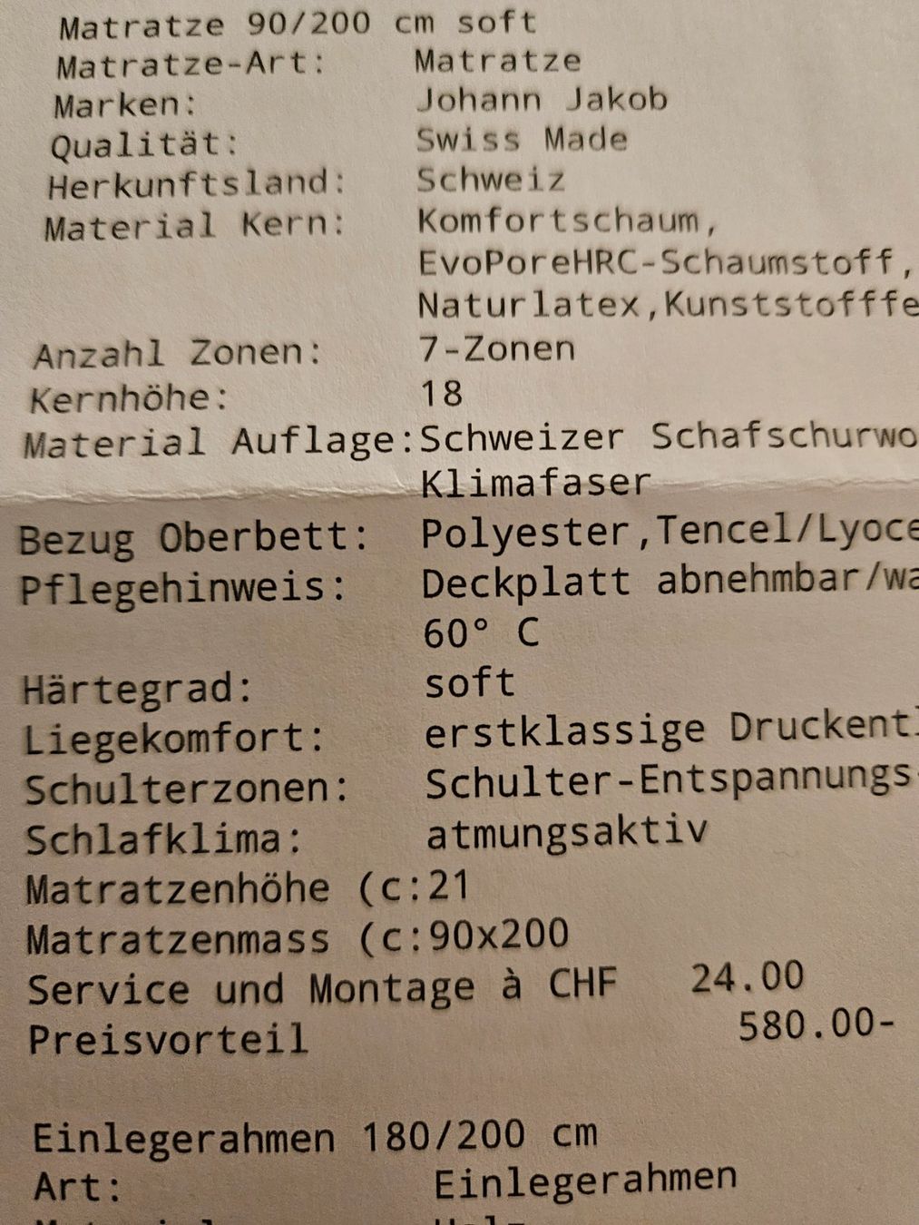 Johann Jakob Matratzen: 2 Matratzen mit Bettwäsche – Gebraucht aus Obfelden von HBCQW 3