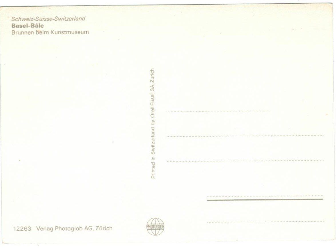 Cartoline postali: AK Basel, Brunnen beim Kunstmuseum – Usato da Zürich venduto da tol_b7c7 1