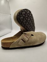 Birkenstock - Boston Veloursleder Narrow - Taupe Gr. 38