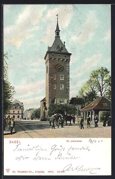 Cartoline postali: AK Basel, St. Johanntor, 1904 – Usato da Berlin venduto da bartko-reher