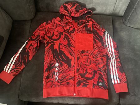 Adidas Kapuzenjacke Gr 152 rot schwarz weiss cool
