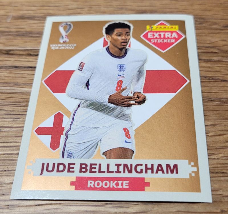 Panini Extra Sticker Gold Jude Bellingham WM Qatar 2022 (Neu (gemäss ...