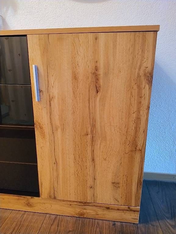 Kommoden: Sideboard / Kommode Eiche mit schwarzen Glasfronten (165 cm) – Gebraucht aus Buchs SG von lin_x8vg 2