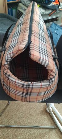 Hundetasche beige kariert, gebraucht