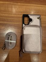 iPhone 16 Necklace Leder Schutz Hülle mit Kartenfächer + Han
