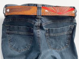 Gürtel Leder Gr. S braun 80s Wild West Line Dance 70 cm