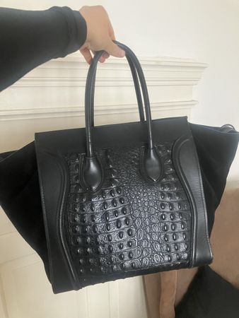 Schwarze Echtleder-Handtasche Made in Italy – Topzustand