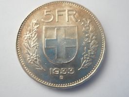 5 Fr. 1933 silber  vorz++