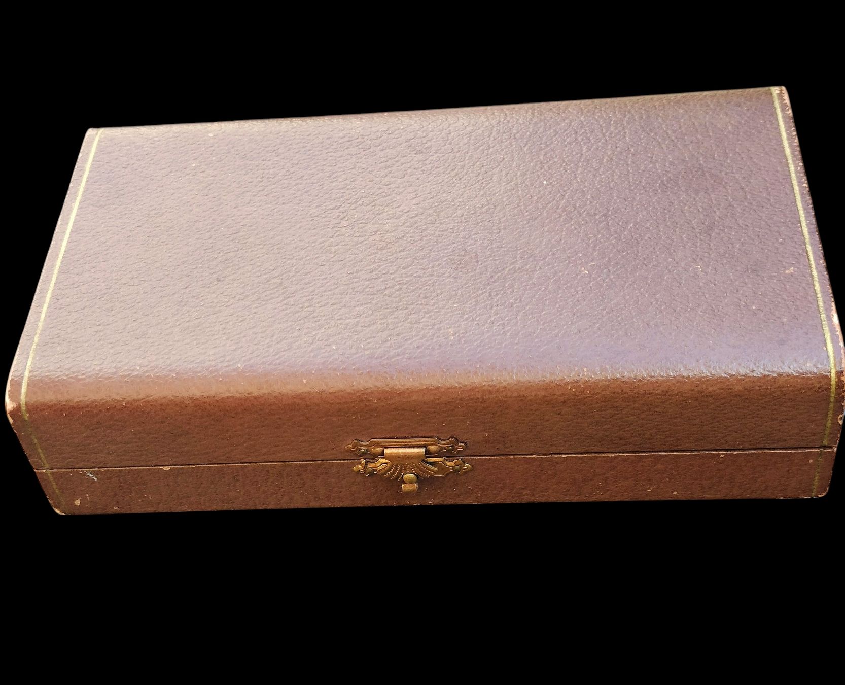 Portagioie: Antike Ringbox Schmuckbox Koffer Braun mit Seide Orange – Usato da schwyz venduto da larry91sz 7
