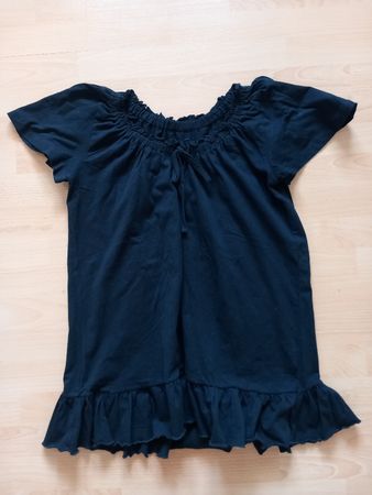 T-shirt en coton noir à volants