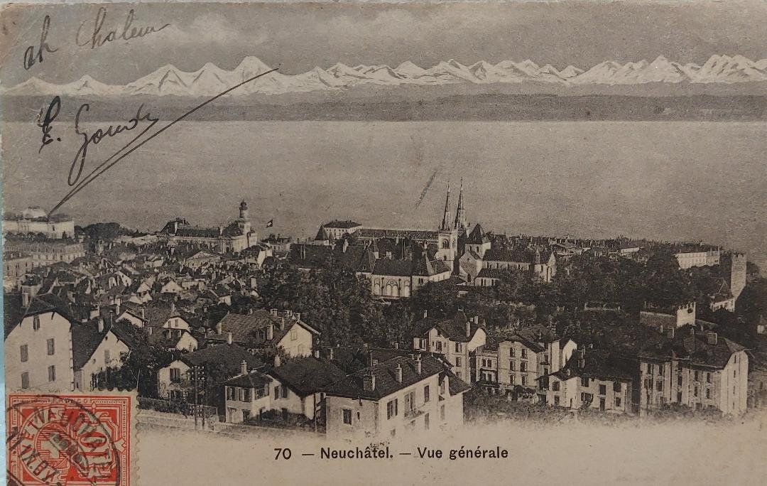 Cartoline postali: NEUCHÂTEL - Vue générale - 1907 – Usato da Delémont venduto da Domdom1