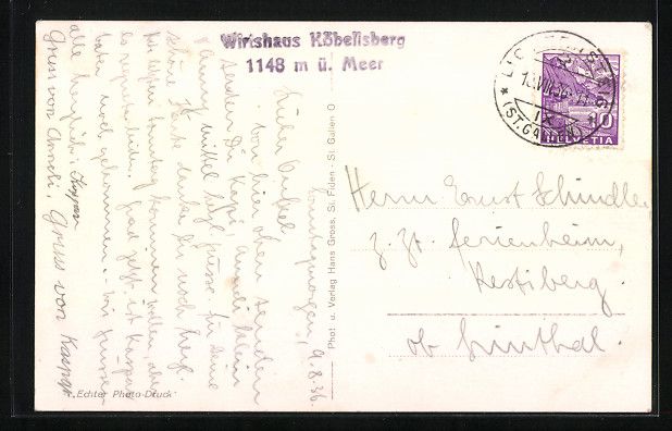 Ansichtskarten: AK Lichtensteig, Gasthaus Köbelisberg – Gebraucht aus Berlin von bartko-reher 1