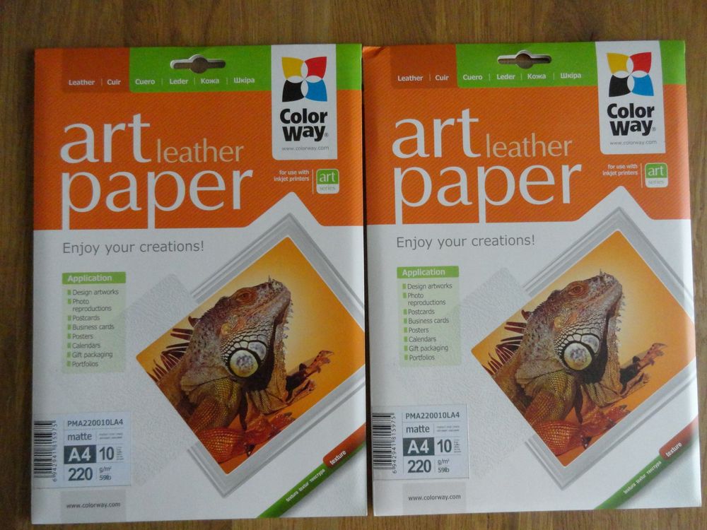 2 X COLOR WAY ART LEATHER A4 PAPER - MATTE - 2 X 10 SHEETS (Neu und ...